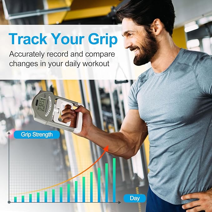 Handeful Grip Strength Tester, Hand Grip Dynamometer (198Lbs / 90Kgs), Electronic Handgrip Testing for Sports Home School Use