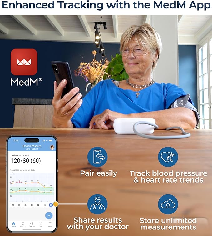 iProven Blood Pressure Monitor Bluetooth for Home Use - Upper Arm with App Integration, Easy-to-Use One-Touch Operation, and Large Display for Convenient Monitoring.