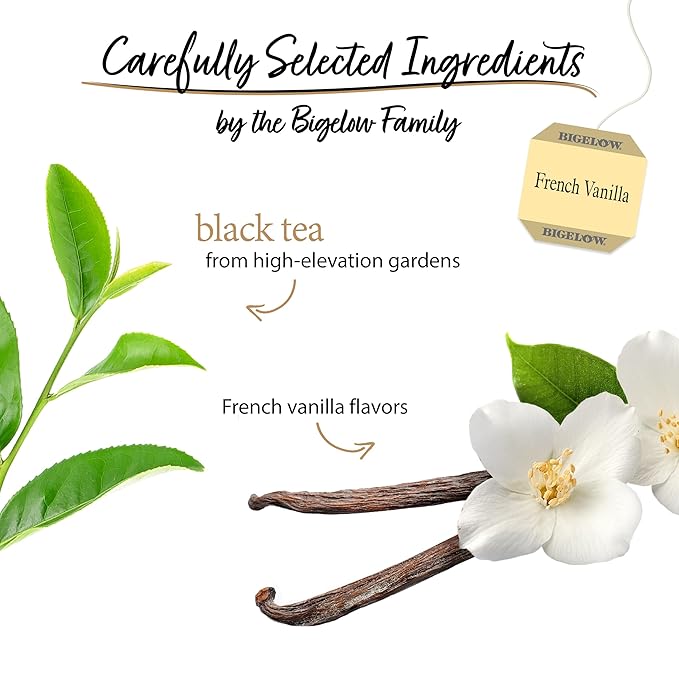 Bigelow French Vanilla Black Tea Bags, 20 Count Box (Pack of 6), Caffeinated Black Tea, 120 Tea Bags Total