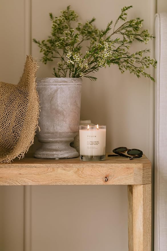 Brooklyn Candle Studio Tulum Classic 2 Wick Candle - Luxury Scented Candle, Vegan Soy Wax, Hand Poured in The USA, 70 Hour Slow Burn Time - 13oz