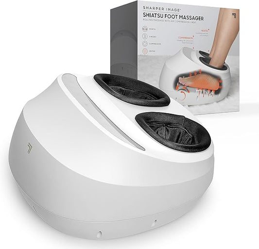 Sharper Image Shiatsu Foot Massager with Heat & Air Compression – Deep Kneading Rollers & Washable Cover| Relief for Heels, Balls, Arch| Electric Feet Massager| Masajeador| Massage Tool| Mens Size 12