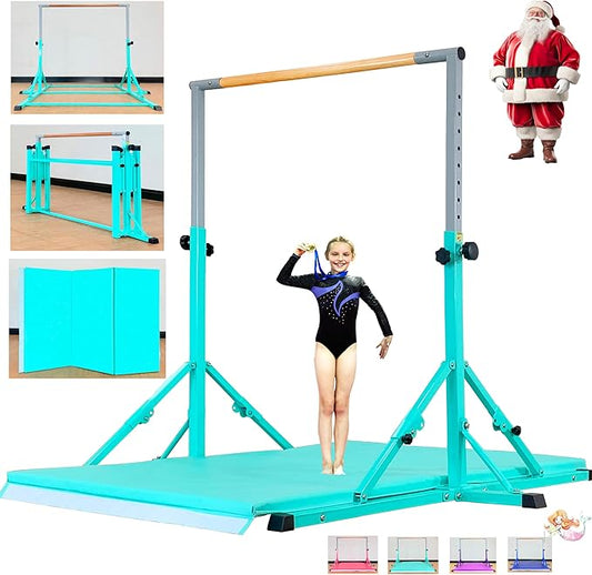 Gymnastic Bar for Kid and Teenage Ages 3-25, 5 FT / 6 FT Base Length, 5 FT / 6 FT Height, Gymnastic Kip Bar Horizontal Bar for Gymnast, Gymnastic Training Equipment for Home and Club Use
