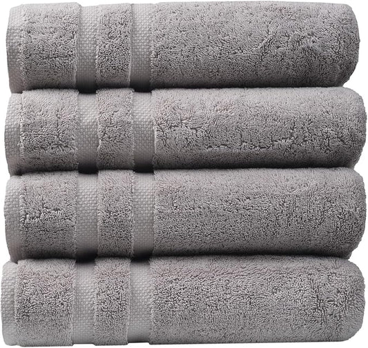 SOFE H&L | Olea Luxury Cotton Turkish Bath Towels Set of 4 Cool Gray | Premium, Soft, Durable, Absorbent | Hotel Quality Plush Towels and Thick Towel Sets