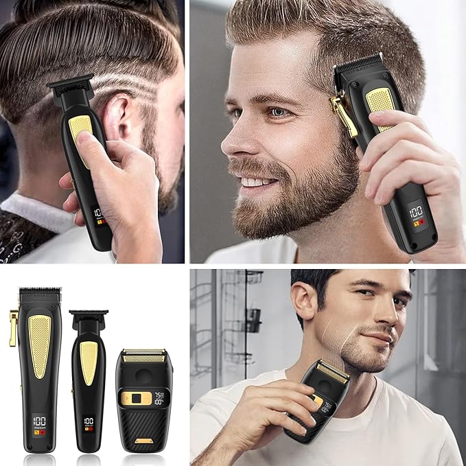 RESUXI Hair Clippers for Men Cordless Hair Trimmer Electric Shavers for Men Set,Professional Barber Clippers for Haircut Grooming Kit+Foil Blade Shaver+Zero Gapped Trimmer,Gift for Him