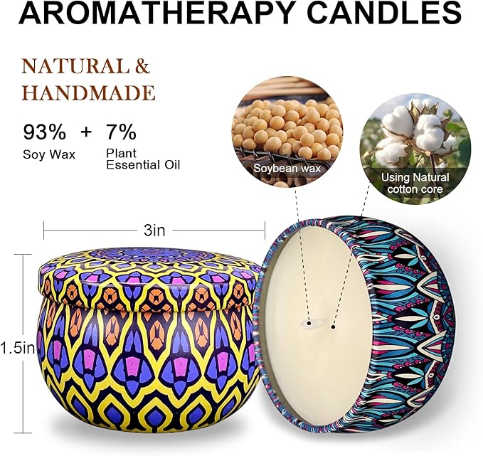 Scented Candle Set, 48 Pack Home Candles, 1200 Hour Long Lasting Soy Wax Candle Set, Birthday Gift for Women with Gift Box.