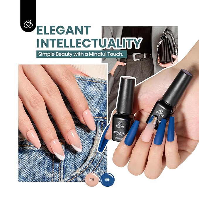 Beetles Gel Nail Polish Set - Style Manifesto 60 Colors Winter Uv Gel Polish Kit Jelly Brown Glitter Nude Pink White Red Blue Green Color Nail Polish Base &Glossy Matte Top Coat Gift for Her Women