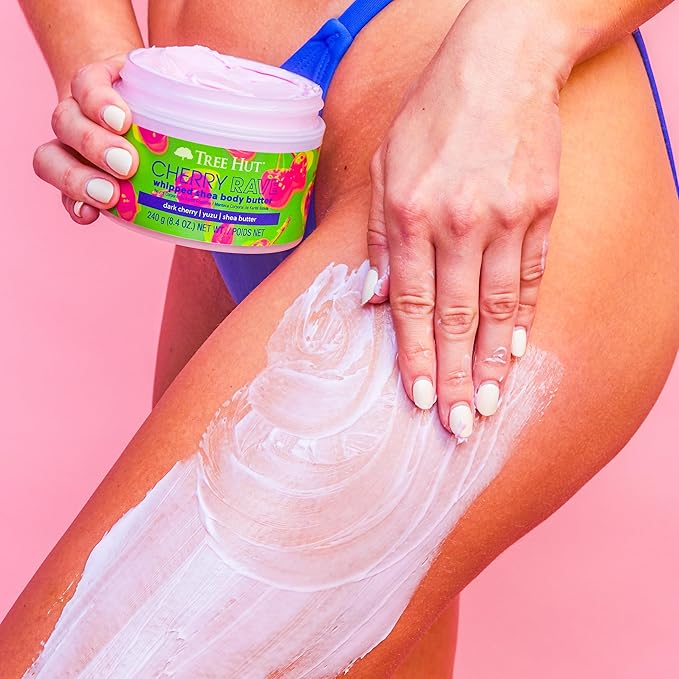 Tree Hut Cherry Rave Whipped Shea Body Butter, Long-lasting Hydration Leaves Skin Feeling Soft & Moisturized, Lightweight, Nourishing Essential Body Care, 8.4 fl oz.