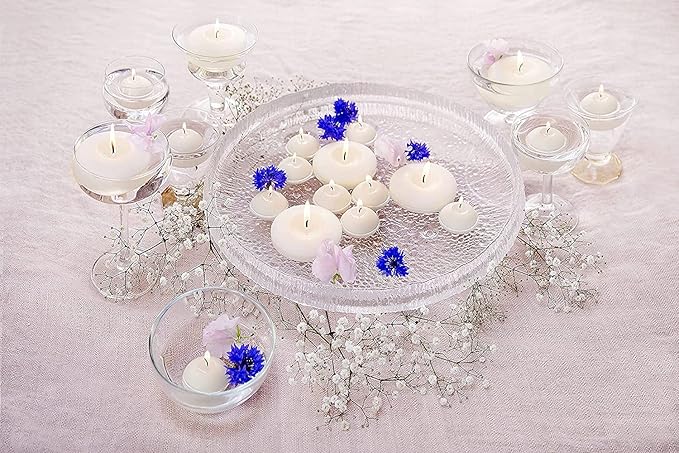 BOLSIUS 3 Inch Ivory Floating Candles - 24 Count Unscented - Premium European Quality - Imbue Breathtaking Ambiance for Romantic Wedding Centerpieces, Decorations, Events, Pool, Holiday, and Parties