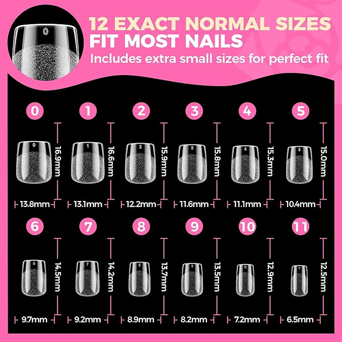 UNA GELLA Extra Short Nail Tips: 504pcs Square Fake Nails Pre-shape XS Short Square Press on Nails Gel Tips Full Cover Acrylic Nails False Nails for DIY Salon 12 Sizes