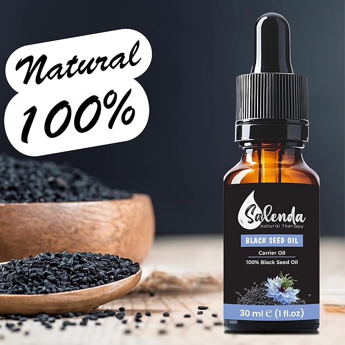 Black Seed Oil by Salenda - 100% Pure Natural Cold Pressed, High Thymoquinone, Supports Immune, Skin Conditions, Nigella Sativa Black Cumin Seed Oil - 1 Fl Oz (30 ml)
