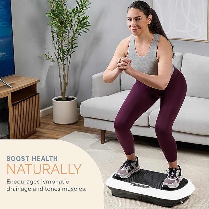 Lifepro Waver Vibration Plate Exercise Machine for Lymphatic Drainage, Muscle Activation, Full-Body Workout Vibrating Platform with Loop Bands, Fitness Equipment for Strength Toning & Fat Loss