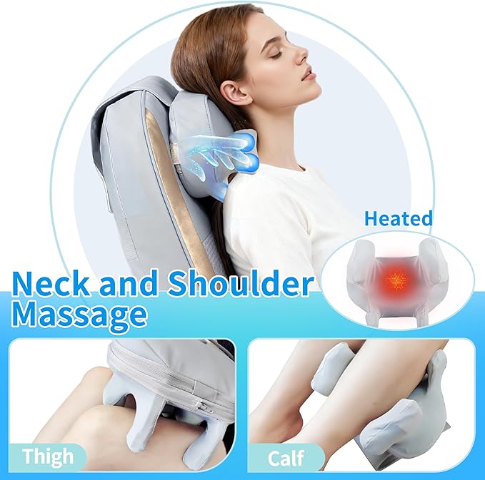 Shiatsu Neck and Back Massager with Heat,4D Kneading Back Massager for Pain Relief Deep Tissue,Comfortable Back Massage for Chair,Adjustable Neck Massage,Christmas Gifts for Women Men Parents