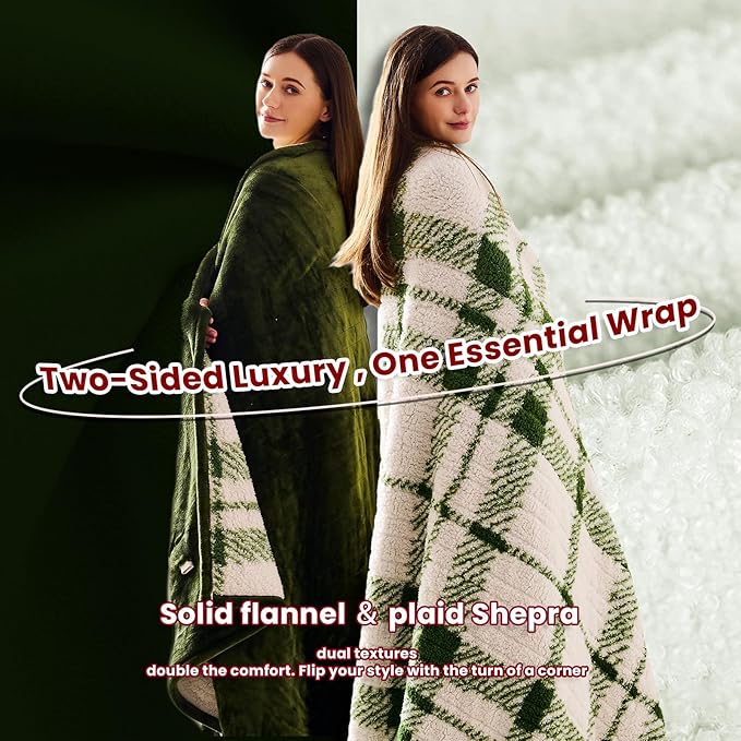 Heated Electric Blanket Twin Size - 62"x84" Flannel Heating Blanket with 10 Heating Levels & 5 Time Settings Over-Heat Protection, Winter Warmer for Adults with ETL Certification（Green）
