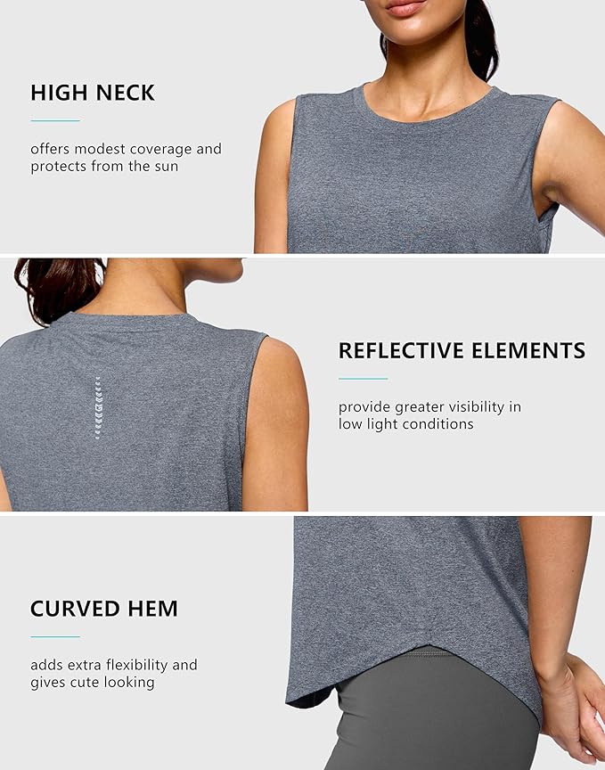 G Gradual Women's Workout Tank Tops Lightweight Sleeveless High Neck Athletic Shirts for Running Gym Tennis Pickleball