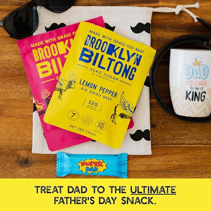 Brooklyn Biltong - Air Dried Grass Fed Beef Snack, South African Beef Jerky - Whole30 Approved, Paleo, Keto, Gluten Free, Sugar Free, Made in USA - 8 oz. Bag (Lemon Pepper)
