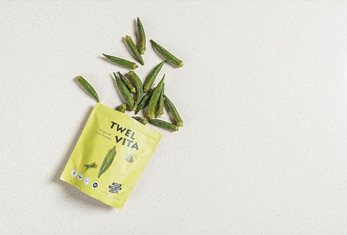 TwelVita Wholesome Baked Wasabi Okra Crisps, Vegan Snacks, Clean Label, Non-GMO, Gluten-Free, 1.76 oz ea, Pack of 4
