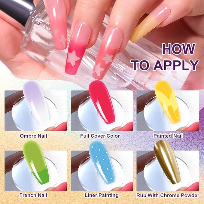 Gradient Painting Gel, 12 Bright Colors Ombre Gel Nail Polish for Pigment Pat Aura Nails, French Manicure DIY Nail Art,Long-lasting, No-wipe Soak of UV Palette Solar Flare
