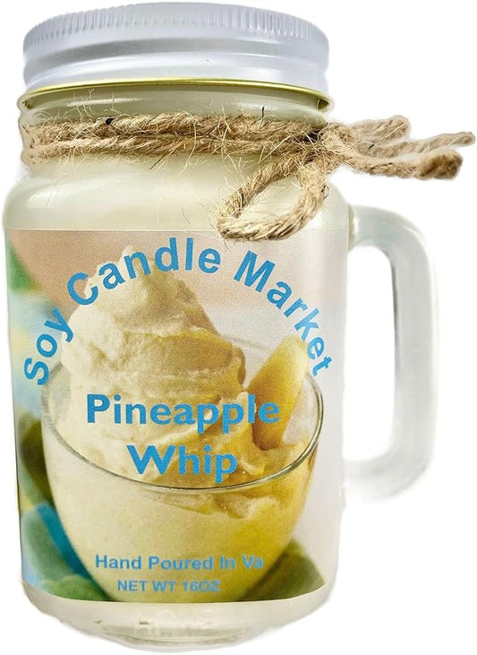 Soy Scented Candles | Handmade & Highly Aromatic Candles Burns Upto 85 Hours in Glass Jar - Perfect for Home Decor, Wedding, Birthday, Dinner (Pineapple Whip, 16 oz)