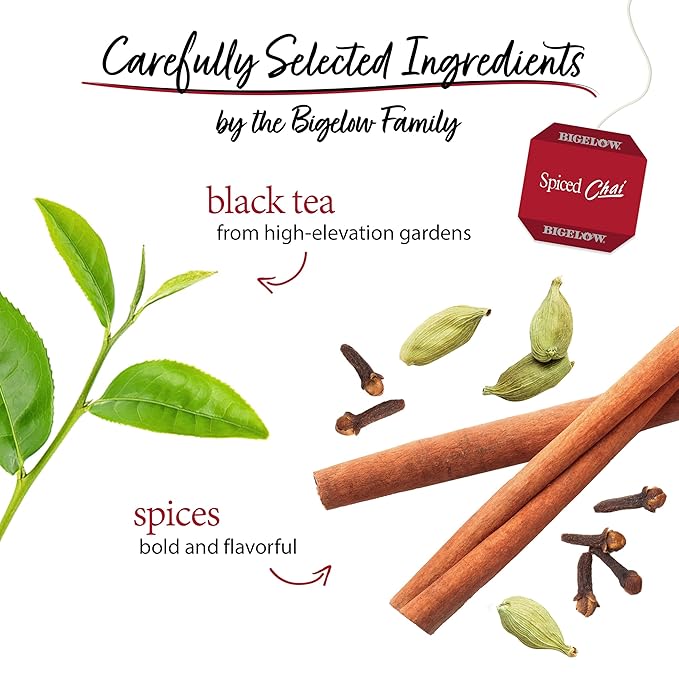 Bigelow Spiced Chai Tea, 20 Bags, 1.73 Ounces (Pack Of 6)