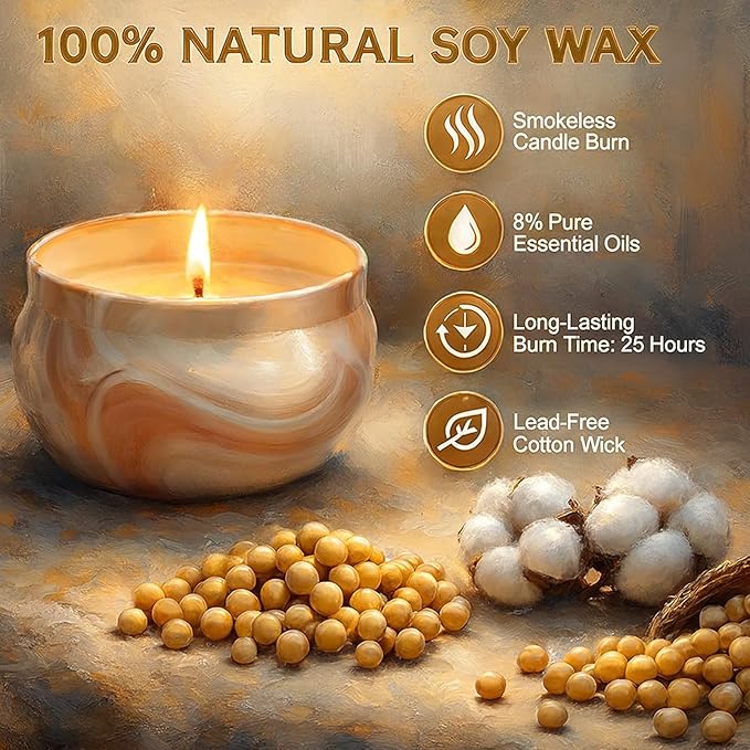 Candles, 8 Pack French Artistic Scented Candle Gift Set for Women, Floral & Fruity Scents, Paris-Inspired Oil Painting Gift Box, Holiday Aromatherapy Gifts for Cozy Home Décor