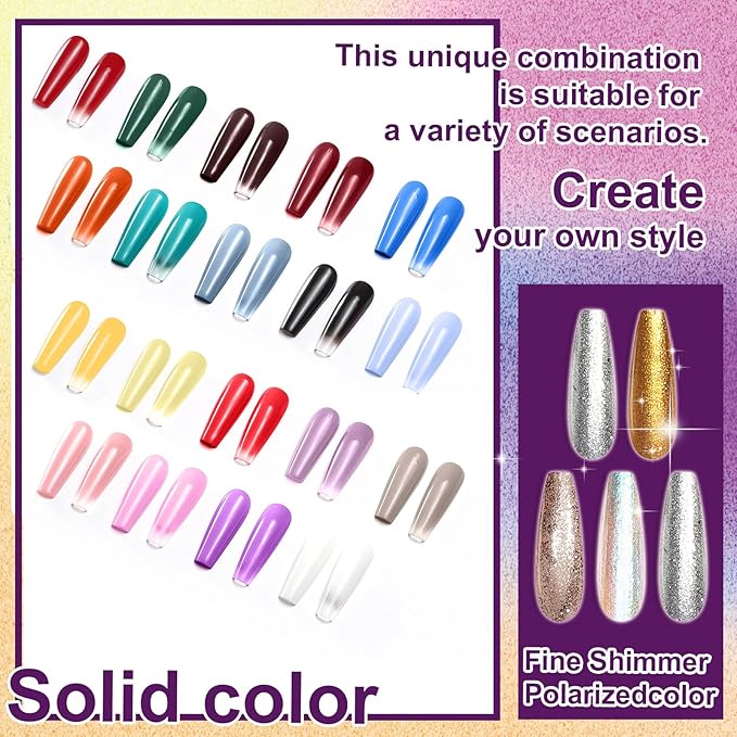 Gradient Painting Gel, 24 Gliter Colors Ombre Gel Nail Polish for Pigment Pat Silver&Gold Aura Nails, French Manicure DIY Nail Art Long-lasting No-wipe Palette C