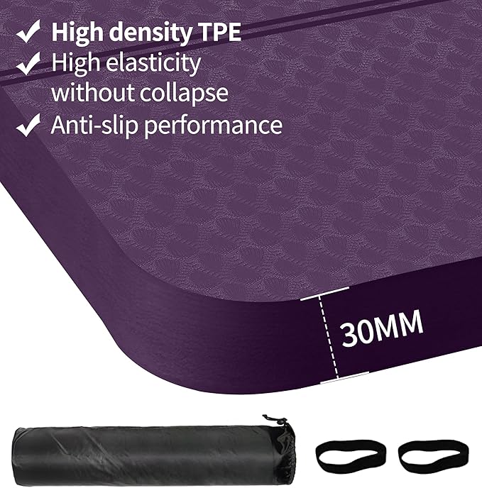 nuveti Large Exercise Mat - 15mm/20mm/30mm Thick Yoga Mat | Workout Mat for Fitness, Yoga, Pilates, Stretching & Floor Exercises for Women & Men with Free Carrying Bag
