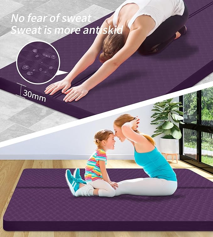 nuveti Large Exercise Mat - 15mm/20mm/30mm Thick Yoga Mat | Workout Mat for Fitness, Yoga, Pilates, Stretching & Floor Exercises for Women & Men with Free Carrying Bag