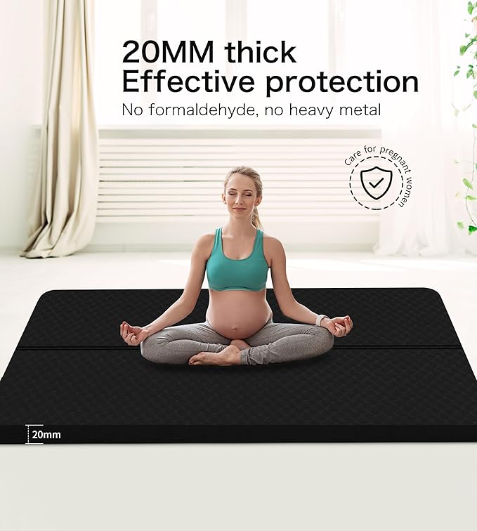 nuveti Large Exercise Mat - 15mm/20mm/30mm Thick Yoga Mat | Workout Mat for Fitness, Yoga, Pilates, Stretching & Floor Exercises for Women & Men with Free Carrying Bag