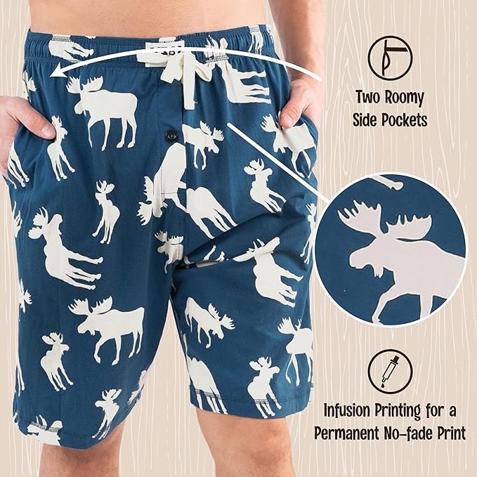 Lazy One Pajama Shorts for Men, Men's Pajama Bottoms, Sleepwear