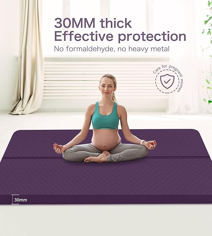 nuveti Large Exercise Mat - 15mm/20mm/30mm Thick Yoga Mat | Workout Mat for Fitness, Yoga, Pilates, Stretching & Floor Exercises for Women & Men with Free Carrying Bag