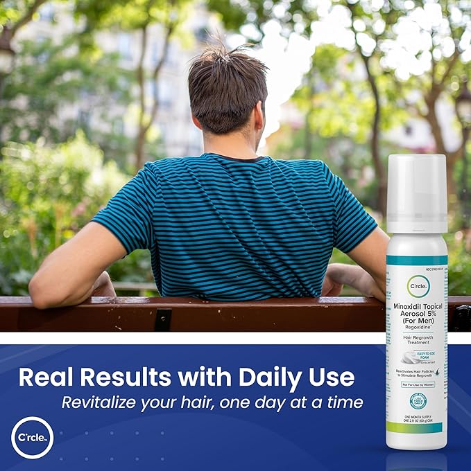 C’rcle Men's Minoxidil 5% Foam - Unscented 6 Month Supply - Helps Restore Vertex Hair Loss & Thinning - Extra Strength Supports Hair Regrowth for Men