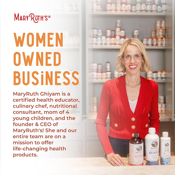 MaryRuth Organics Liquid Multivitamin+Hair Growth | Clinically Tested for Thicker Hair & Facial Wrinkles in Women | Biotin 10000mcg | Lustriva Hair Growth Supplement | Skin Care | Age 18+ | 30 Fl Oz