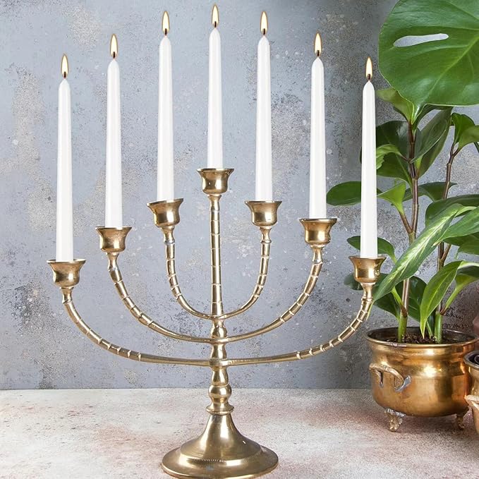 100Pack White Taper Candles, 7-8 Hours Burn Time, Unscented, Smokeless and Dripless, 0.75 x 10 Inch Dinner Candle Set for Household, Wedding, Party and Home Décor Candlesticks