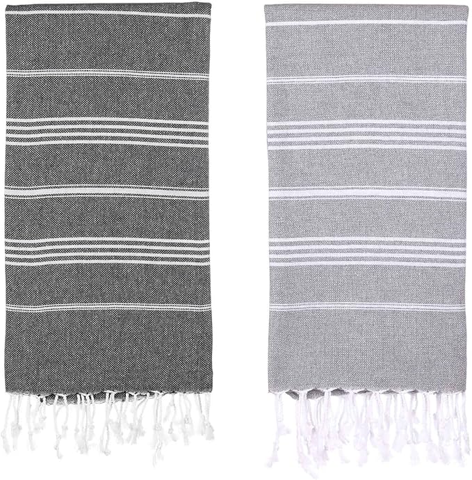 Oversized Turkish Beach Towel 38’’x71’’ - Set of 2 | 100% Turkish Cotton Lightweight Sand Free Quick Dry Pool Towels | Extra Large Bath Towels for Adults Beach Blanket Essentials