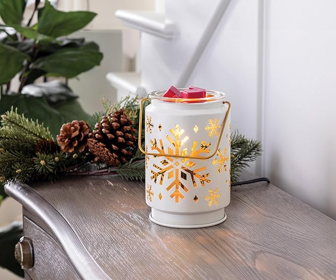 Candle Warmers ETC. Vintage Bulb Illumination Fragrance Warmer- Light-Up Warmer for Warming Scented Candle Wax Melts and Tarts to Freshen Room, Snowflake