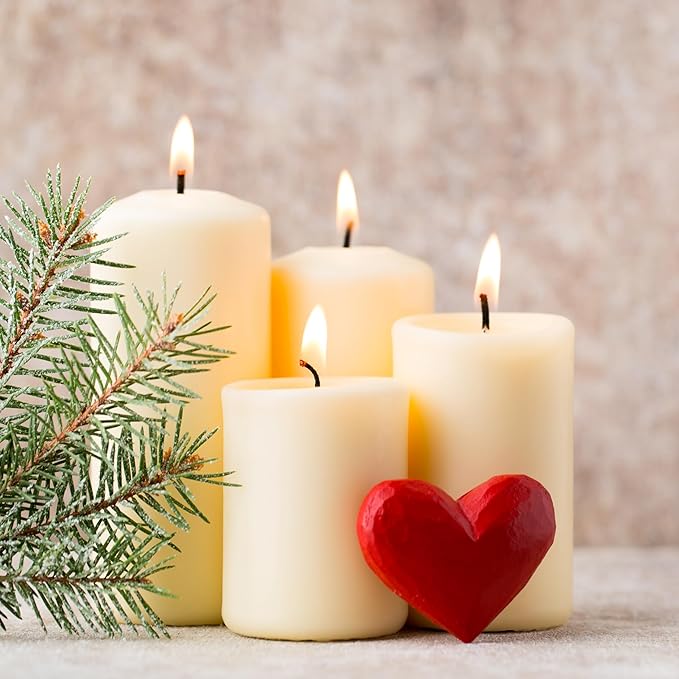 Unscented Pillar Candles - Set of 4 Ivory Candles - 3x6 Slow Burning Candles for Weddings & Table Centerpieces - Large Pillar Candles, PARNOO