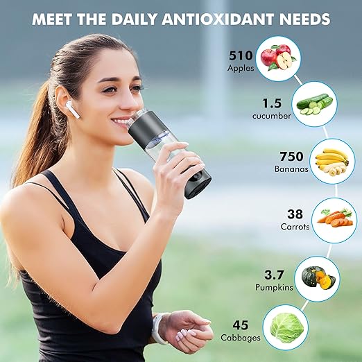 Hydrogen Water Bottle,Up to 6000 PPB Hydrogen Water Bottle Generator,Advanced SPE/PEM Technology,8oz Rechargeable Portable Generator with LED Display