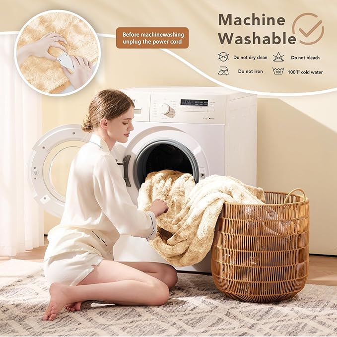 Homemate Electric Heated Blanket Twin Size - 62"x84" Heating Blanket Twin Size 1/2/4/6/8 Hours Auto-Off 10 Heat Level Over-Heat Protection Luxury Faux Fur Sherpa ETL Certification