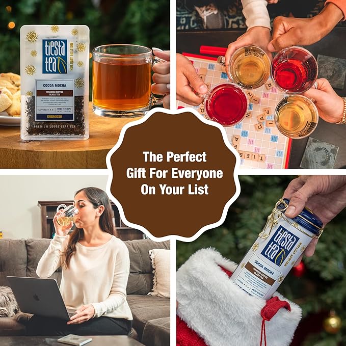 Tiesta Tea Cocoa Mocha, Premium Loose Leaf, Tiramisu Coffee Black Tea, Chocolate and Roasted Coffee, High Caffeinated Blend, Holiday, Hot or Iced Brews, Up to 25 Cups, 1.8 Ounce Resealable Pouch