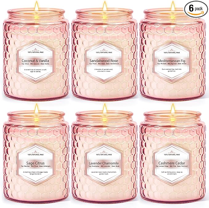 6 Pack Soy Wax Candles Sets, Scented Candles Gifts Sets for Women Birthday Christmas, 5.5 Oz Each Natural Aromatherapy Candles for Home, Spa, Relaxation & Home Decoration
