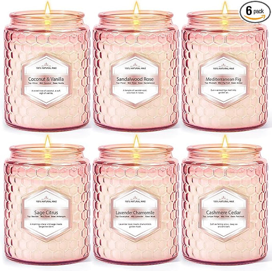 6 Pack Soy Wax Candles Sets, Scented Candles Gifts Sets for Women Birthday Christmas, 5.5 Oz Each Natural Aromatherapy Candles for Home, Spa, Relaxation & Home Decoration