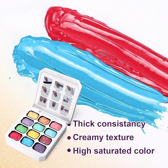 Gradient Painting Gel, 12 Bright Colors Ombre Gel Nail Polish for Pigment Pat Aura Nails, French Manicure DIY Nail Art Long-lasting No-wipe Cream Color Palette Lullaby Set