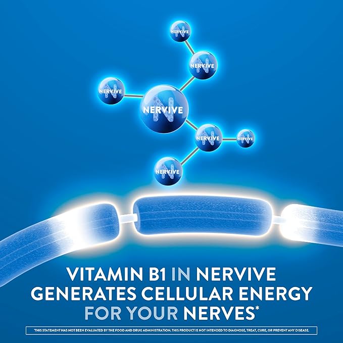 Nervive Nerve Health, with Alpha Lipoic Acid, to Fortify Nerve Health and Function in Fingers, Hands, Toes, & Feet*, and Support Healthy Circulation, ALA, Vitamins B12, B6, & B1, 60 Tablets