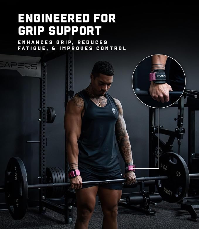 Gymreapers GripLink Lifting Straps – Heavy Duty D-Ring Weight Lifting Wrist Straps with Anti-Slip Silicone Grip Beads, Cushioned & Adjustable Support for Deadlifts, Powerlifting, Cable Machines & Gym Training