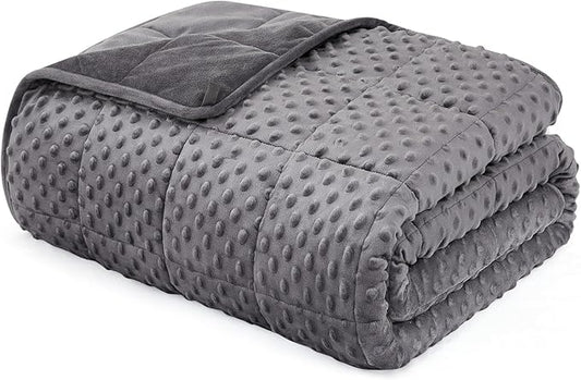L'AGRATY Weighted Blanket - 40"x60" 7lbs Minky Dots Heavy Blanket with Glass Beads Soft Breathable for All-Season Summer Fall Winter Thick Comfort for Sleeping