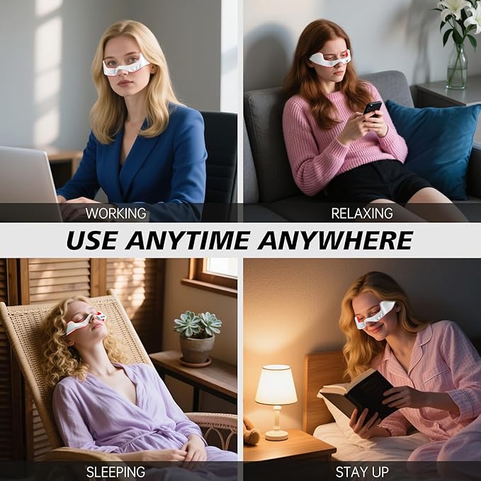 Under-Eye Red Light Therapy Device,Red Light Glasses Microcurrent Eye Massager Mask for Eye Bags Dark Circles Puffiness Wrinkles Fine Lines