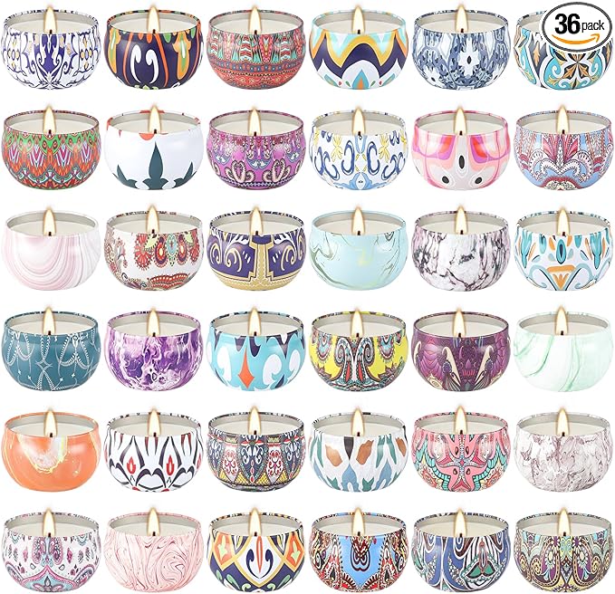 36 Pack Christmas Scented Candles Set for Home, Relaxing Stress Relief, Aromatherapy - Natural Soy Wax and Fragrance - Gifts for Women, Mom, Best Friend, Wife, Birthday