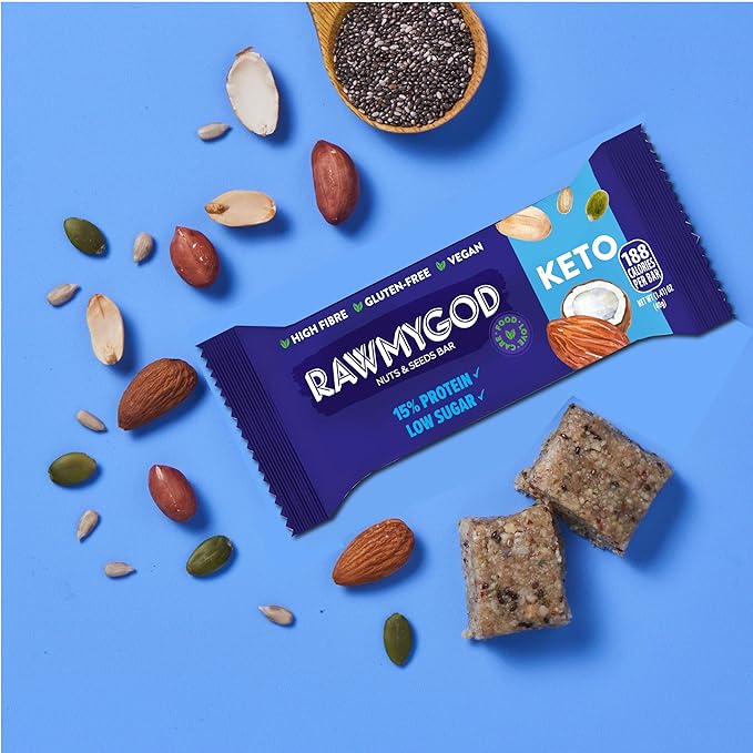 RAWMYGOD Fruit and Nut Bars, Gluten Free, Vegan, No Added Sugar (12 bars, Keto)