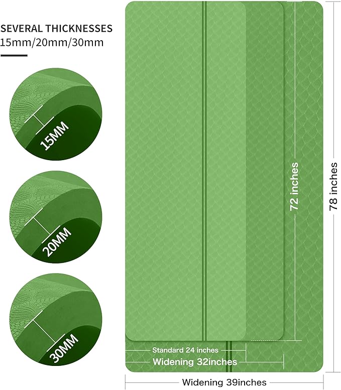 nuveti Large Exercise Mat - 15mm/20mm/30mm Thick Yoga Mat | Workout Mat for Fitness, Yoga, Pilates, Stretching & Floor Exercises for Women & Men with Free Carrying Bag