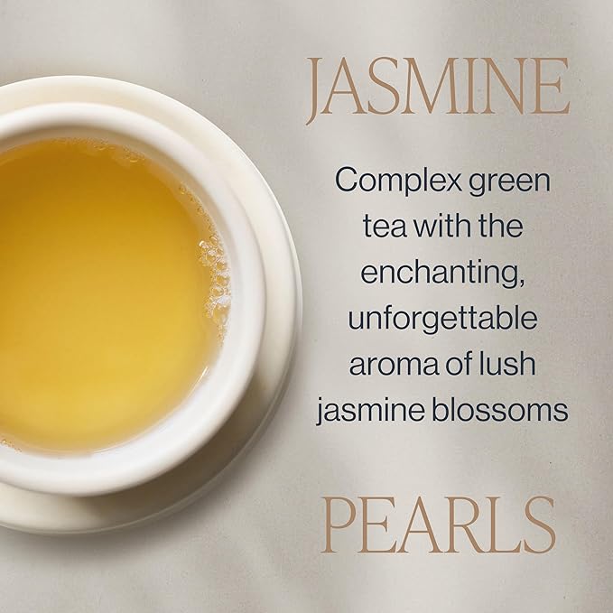 Rishi Tea Jasmine Pearls Green Tea - Caffeinated Loose Leaf, Hand-Rolled with Floral Aroma & Taste - 4 Ounces, 10+ Servings